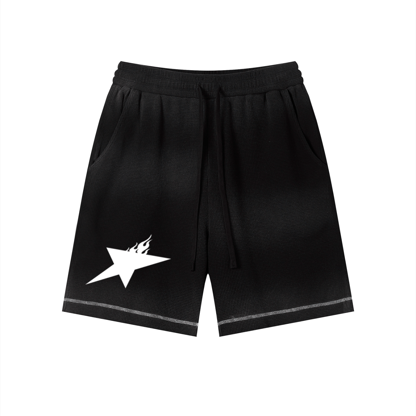 Unisex Sunfade Waffle Raw Hem Shorts