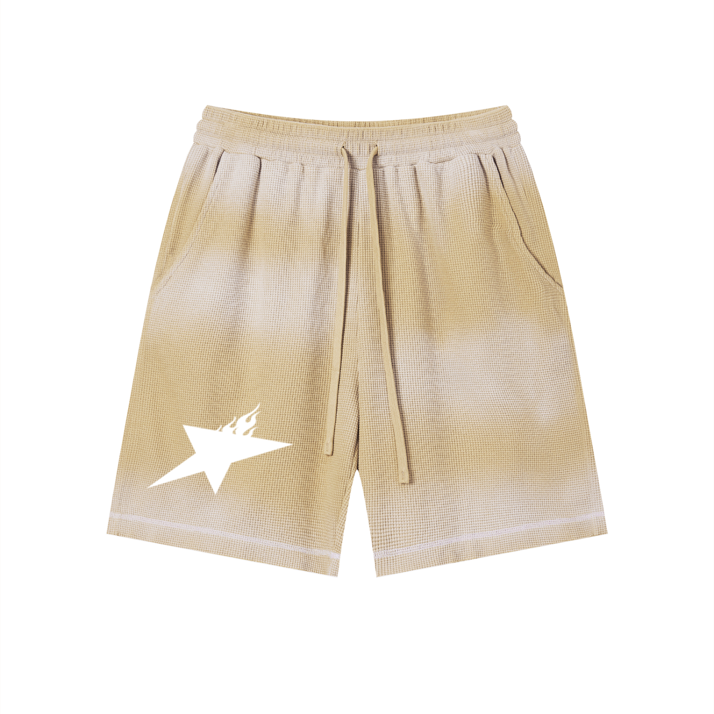 Unisex Sunfade Waffle Raw Hem Shorts