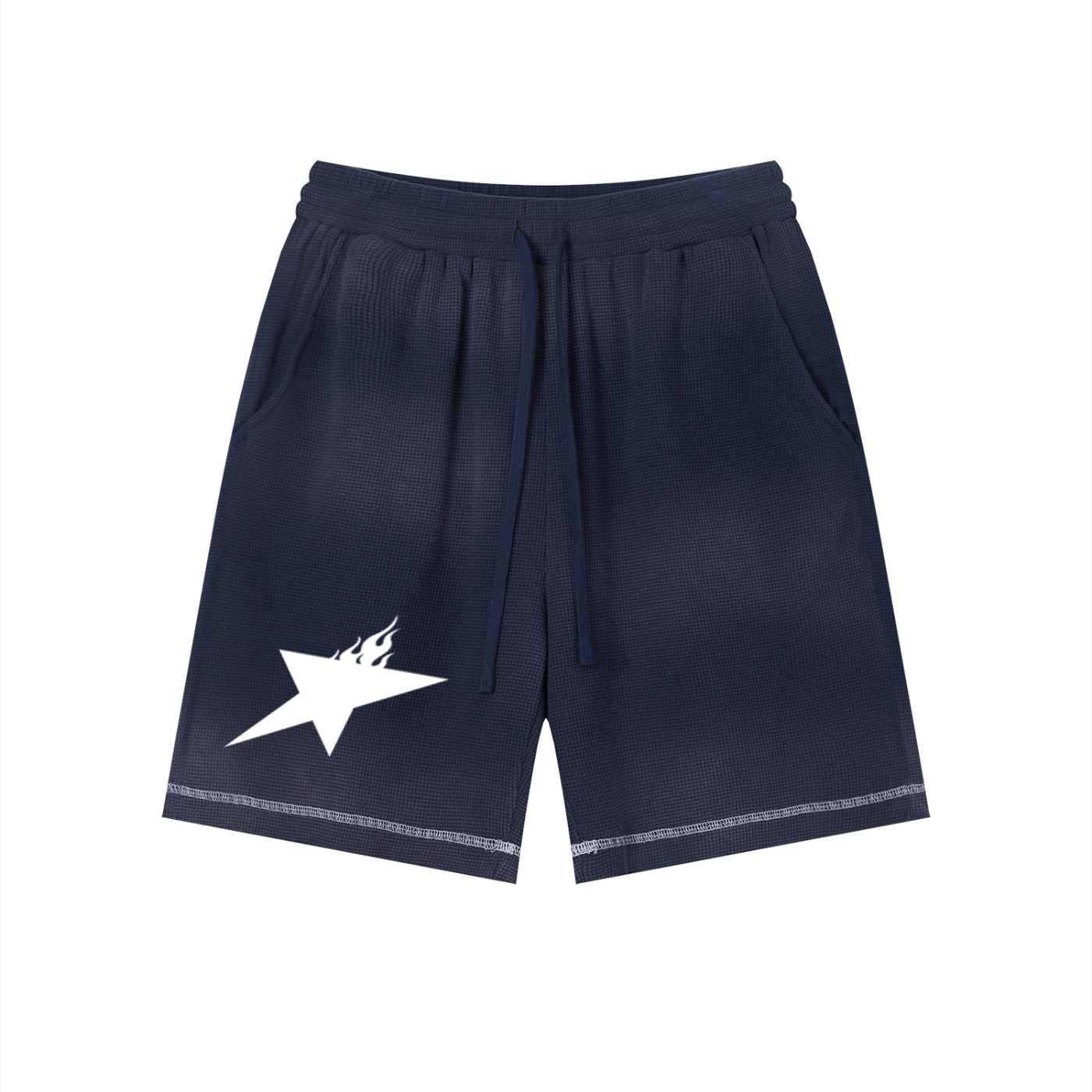 Unisex Sunfade Waffle Raw Hem Shorts