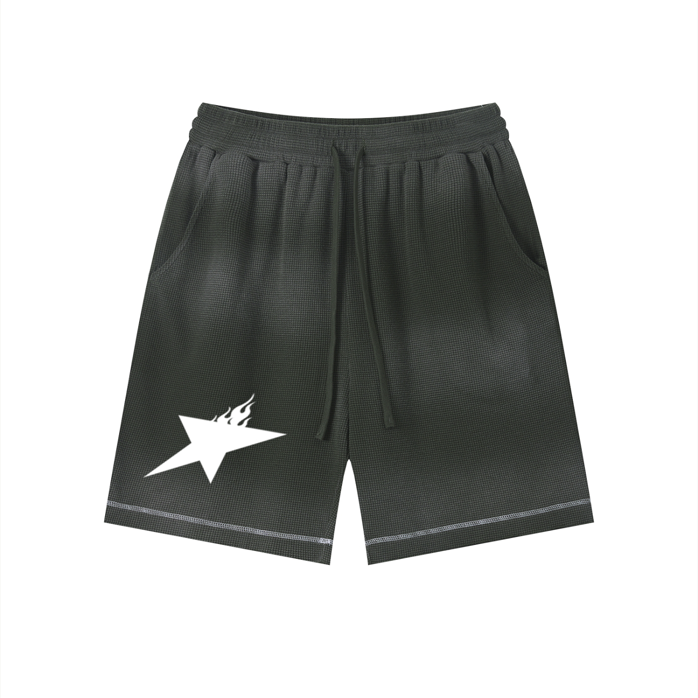 Unisex Sunfade Waffle Raw Hem Shorts