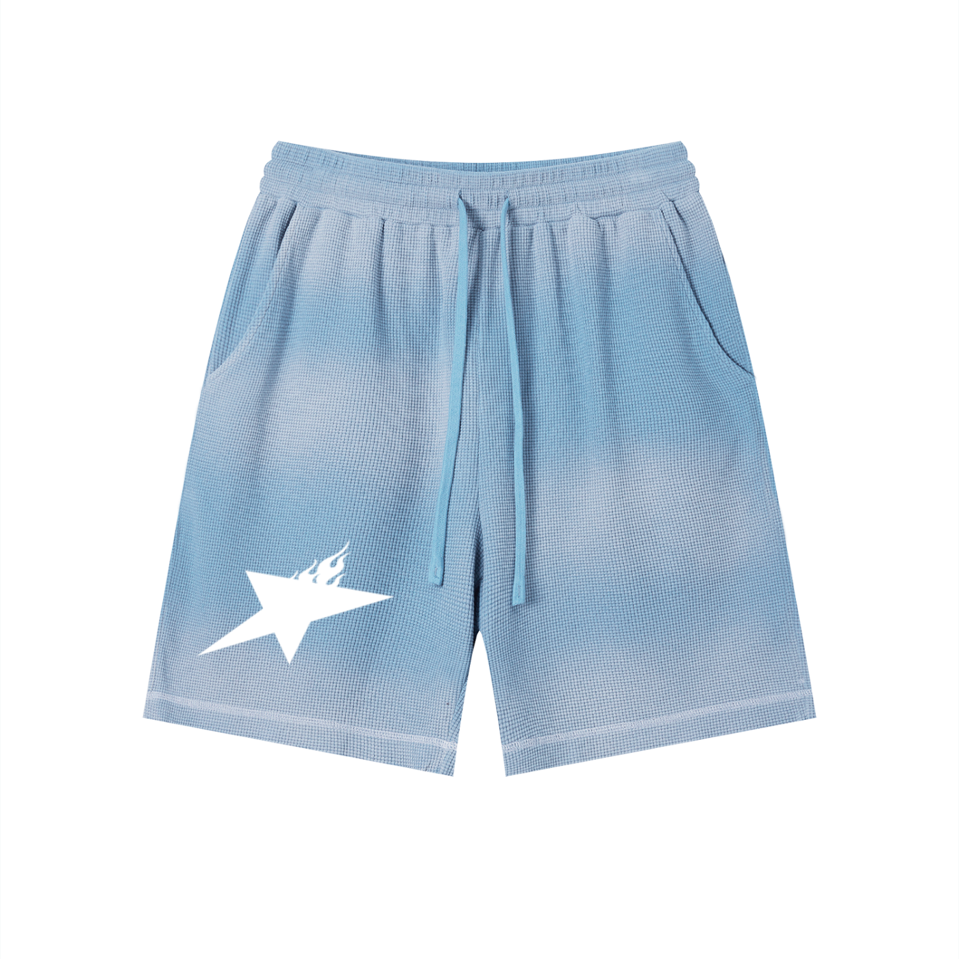 Unisex Sunfade Waffle Raw Hem Shorts